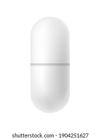 White capsule pill realistic vector illustration 
