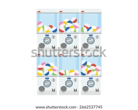White Capsule Toy Machines Illustration – Multiple Gashapon Vending Machines