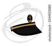 White captain cap with golden badge - anchor.