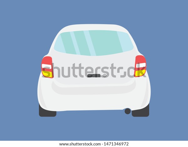 White car back view on blue\
backgruond,illustration\
vector