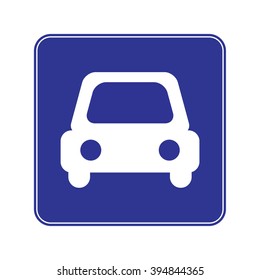 White car blue sign vector icon