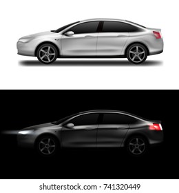 White Car. Clear Business Sedan isolated. EPS10 Vector