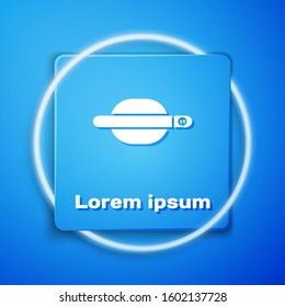 White Car door handle icon isolated on blue background. Blue square button. Vector Illustration
