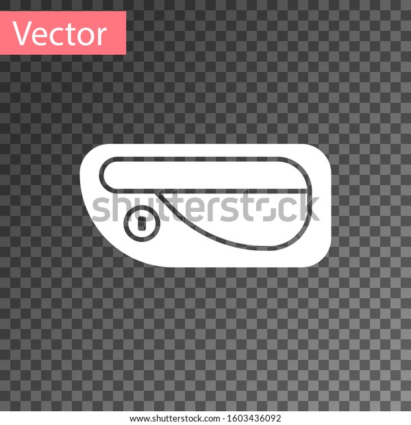 White Car door handle icon isolated on\
transparent background.  Vector\
Illustration