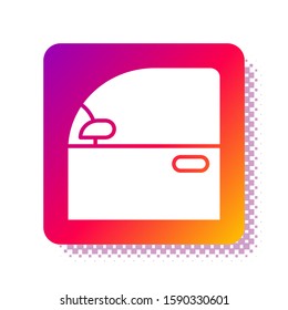 White Car door icon isolated on white background. Square color button. Vector Illustration