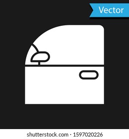 White Car door icon isolated on black background.  Vector Illustration