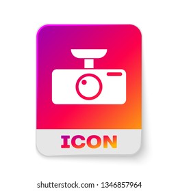 White Car DVR icon isolated on white background. Car digital video recorder icon. Rectangle color button. Vector Illustration
