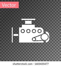 White Car engine icon isolated on transparent background.  Vector Illustration
