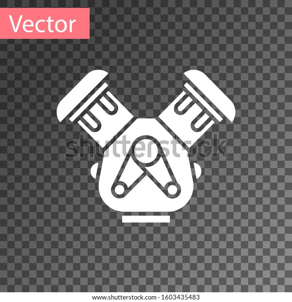White Car engine icon isolated on\
transparent background.  Vector\
Illustration