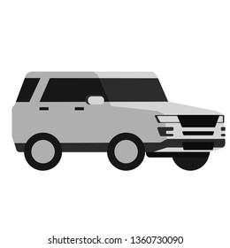White car flat illustration on white