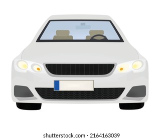 Auto blanco. vista frontal. ilustración vectorial