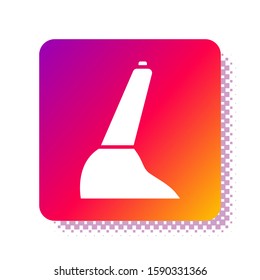 White Car handbrake icon isolated on white background. Parking brake lever. Square color button. Vector Illustration