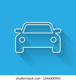 White Car icon isolated with long shadow. Vector Illustration