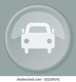 White Car icon on grey web button