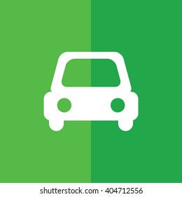 White car icon vector illustration. Green background