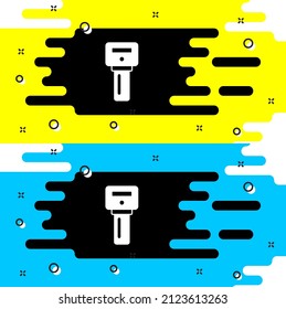 Tecla de coche blanco con icono remoto aislado en el fondo negro. Llave de coche y sistema de alarma.  Vector