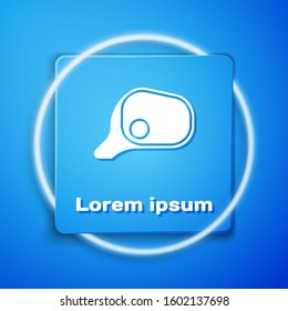 White Car mirror icon isolated on blue background. Blue square button. Vector Illustration