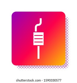 White Car muffler icon isolated on white background. Exhaust pipe. Square color button. Vector Illustration