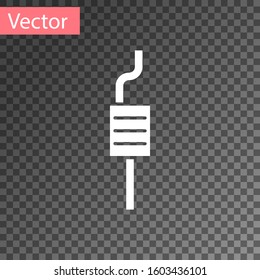 White Car muffler icon isolated on transparent background. Exhaust pipe.  Vector Illustration