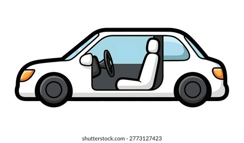 A white car with open door