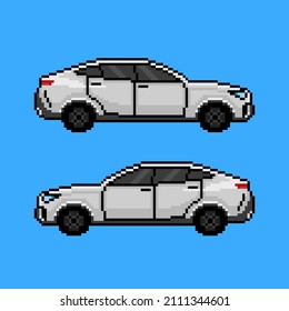 White car in pixel art