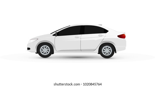 White car sedan  on a isolate background