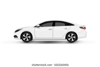 White car sedan on a isolate background