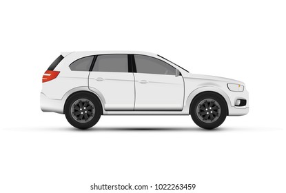 White car sedan on a isolate background
