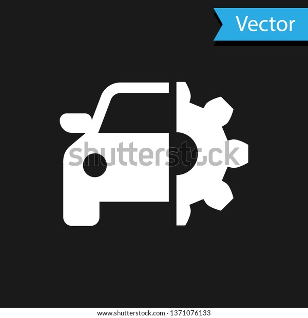 White Car service\
icon isolated on black background. Auto mechanic service. Mechanic\
service. Repair service auto mechanic. Maintenance sign. Vector\
Illustration