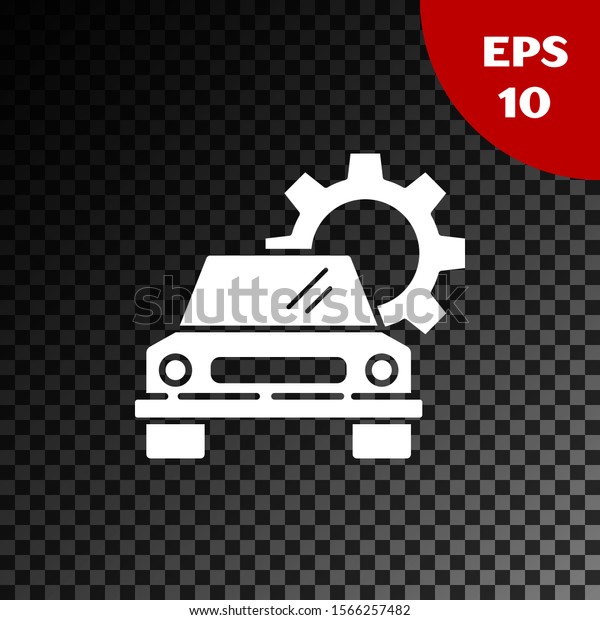 White Car service icon isolated on
transparent dark background. Auto mechanic service. Repair service
auto mechanic. Maintenance sign.  Vector
Illustration