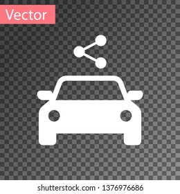 White Car sharing icon isolated on transparent background. Carsharing sign. Transport renting service concept. Vector Illustration
