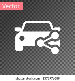 White Car sharing icon isolated on transparent background. Carsharing sign. Transport renting service concept. Vector Illustration