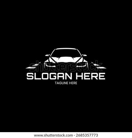 white car silhouette logo from front view with black background