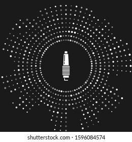 White Car spark plug icon isolated on grey background. Car electric candle. Abstract circle random dots. Vector Illustration