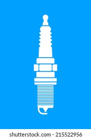 White car spark plug on blue background