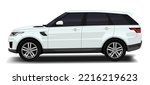 white car sport SUV side view 3d vector template isolated white background