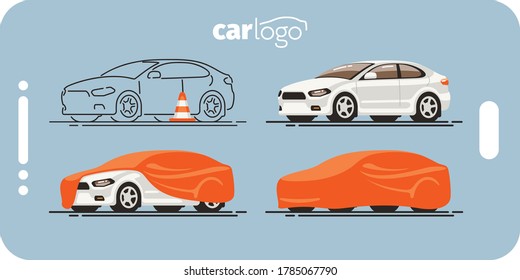 White car state template perfect for use in mobile applications, banner, web, landing page