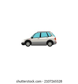 White car. This transportation-themed vector illustration can use for icons, logos, stickers, patches, labels, signs, badges, certificates, or flayer decorations.