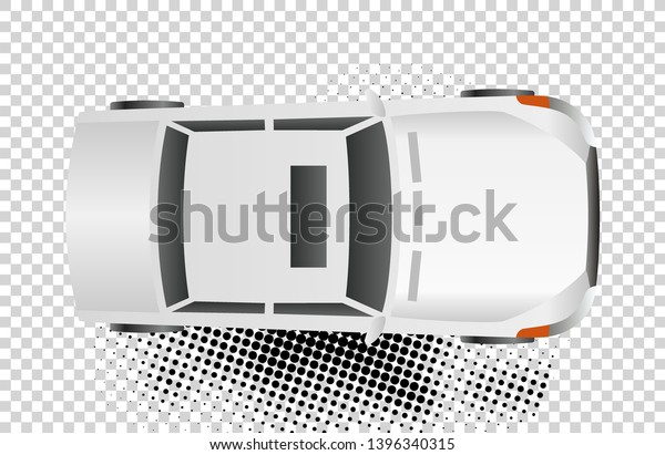 White car top view vector illustration. Flat\
design auto. Illustration for transport concepts, car infographic,\
icons or web design. Delivery automobile. Isolated on white\
background. Sedan.