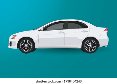 White car vector design. white color luxury vehicle design on light blue background.  Easy editing and recolor vector template.