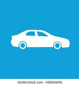 White car vector icon illustration. Blue background
