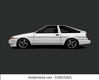 white car vector illustration isolated in dark background