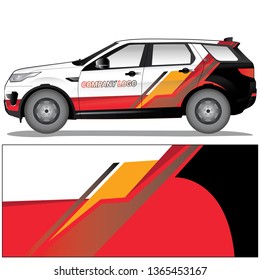 White car vector stock with a red line car wrap design. file is editable and ready to print