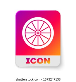 White Car wheel icon isolated on white background. Rectangle color button. Vector Illustration