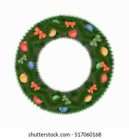 White card with Christmas wreath. Vector illustration.