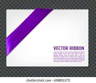 White Card With Corner Ribbon, Vector Illustration