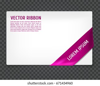 White card with corner ribbon, vector illustration