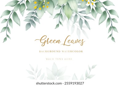 a white card with green leaves and yellow flowers