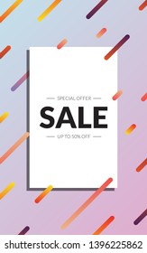 White card on abstract colorful background mockup in warm colors vertical. Place for text, brand, company name, sale text. Template of web banner, ad, brochure, presentation, coupon. Horizontal