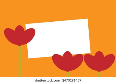 White Card With Red Flower Simple 2.